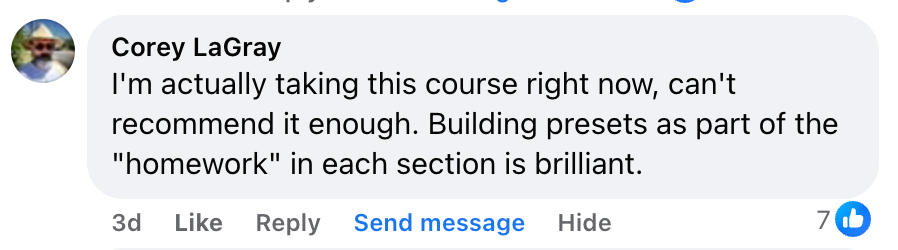 Student testimonial screenshot